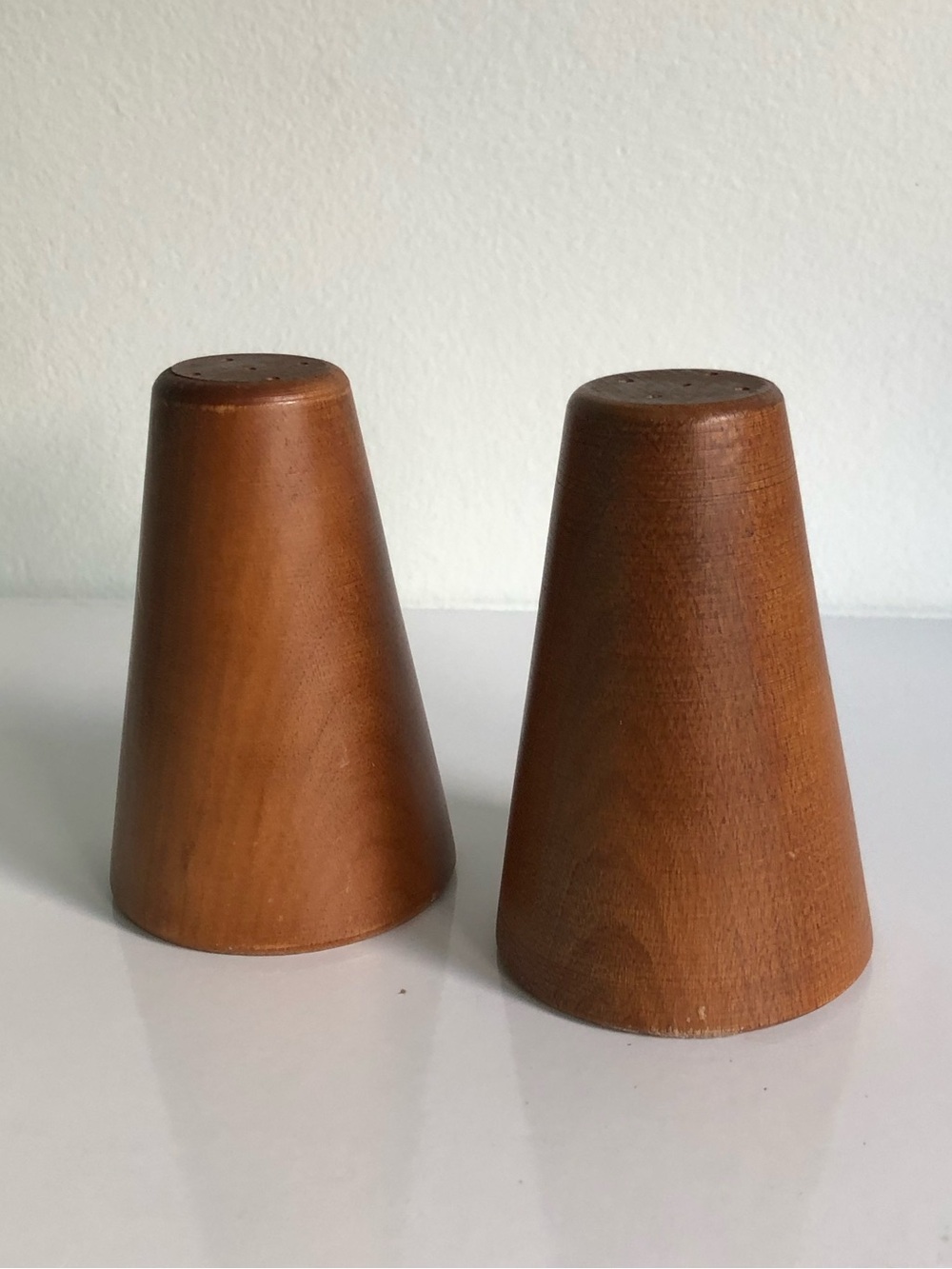 Vintage MCM Wooden Cone Salt and Pepper Shakers